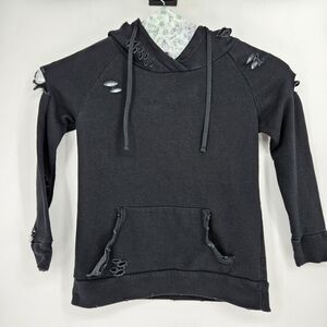 Distressed Black Hoodie